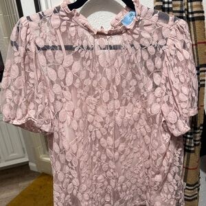 Only Delicate Pink Floral Lace Blouse